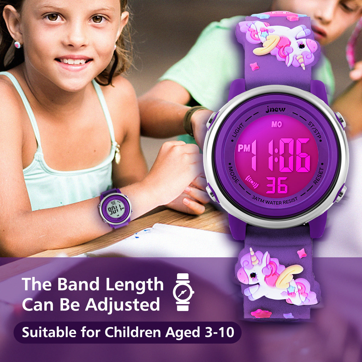 Kids Digital Watch With 3D Unicorn Pattern