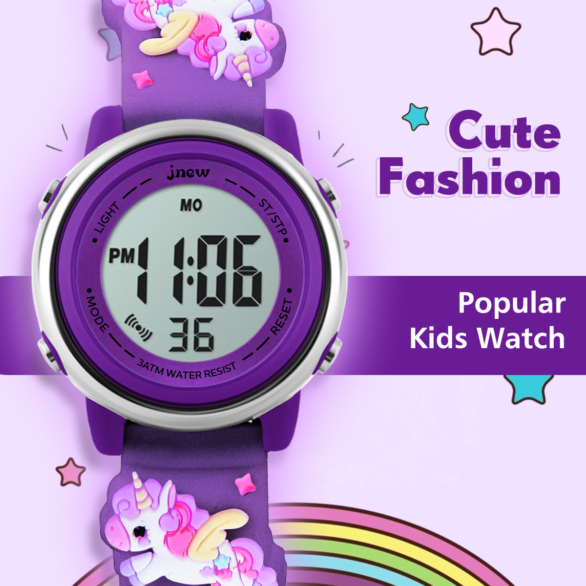 Kids Digital Watch With 3D Unicorn Pattern